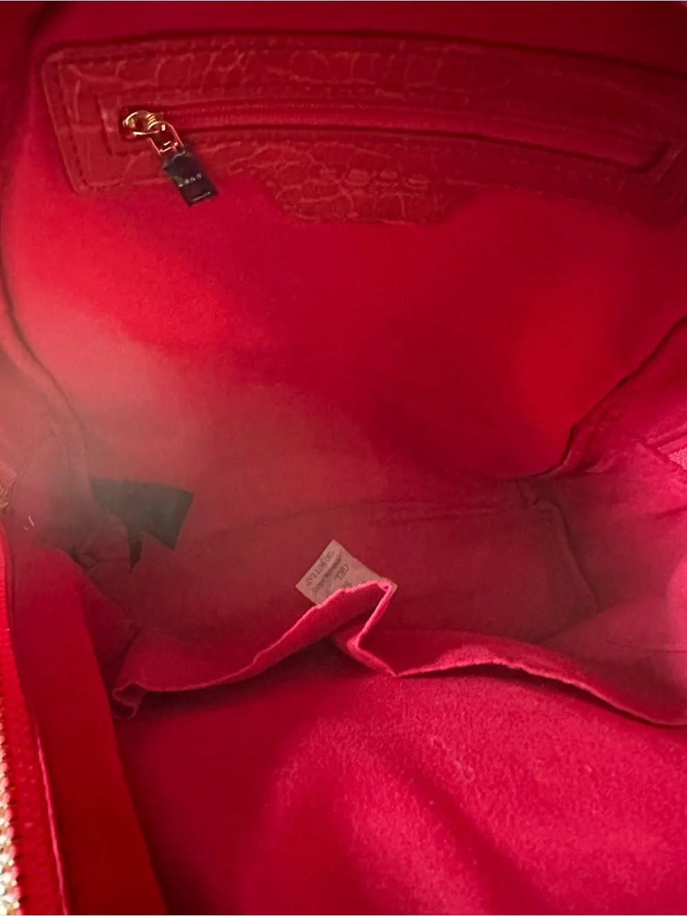bebe Shiny Red Croc-Embossed Mini Backpack with Gold Logo